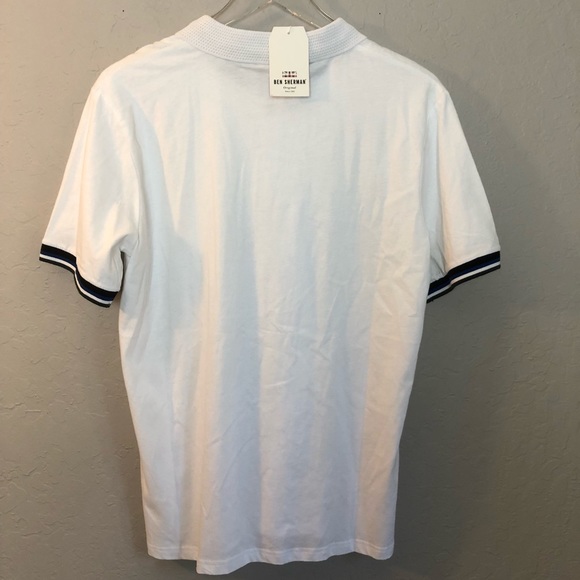 Ben Sherman White Polo T-Shirt Zip Neck - Picture 4 of 5